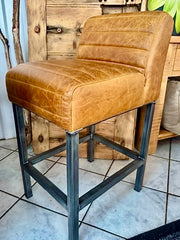 Clearance Stacey Bar Chair in Brown Leather