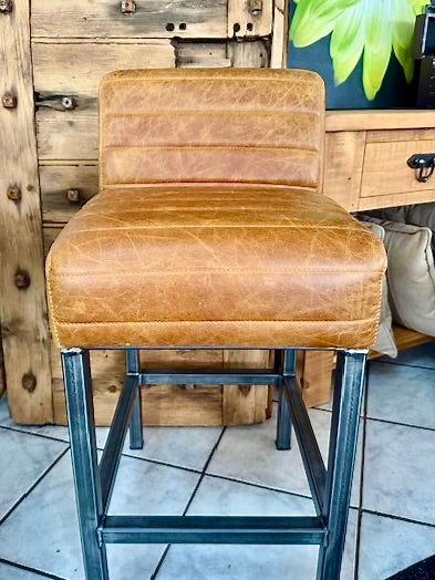 Clearance Stacey Bar Chair in Brown Leather