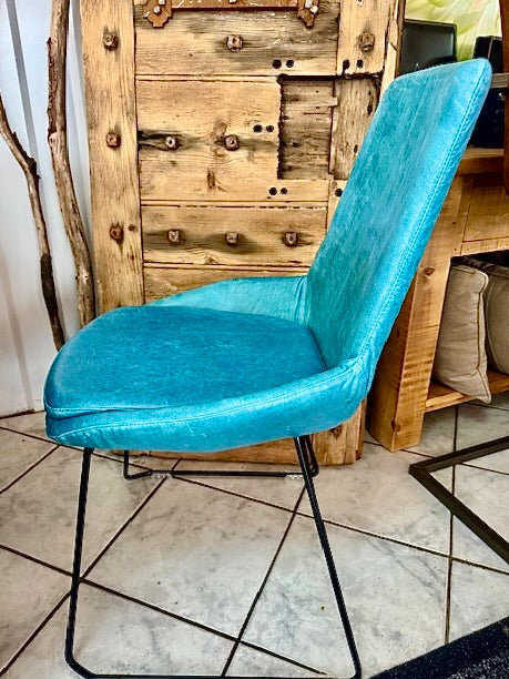 Clearance Rick Dining Chair in Turquoise Leather