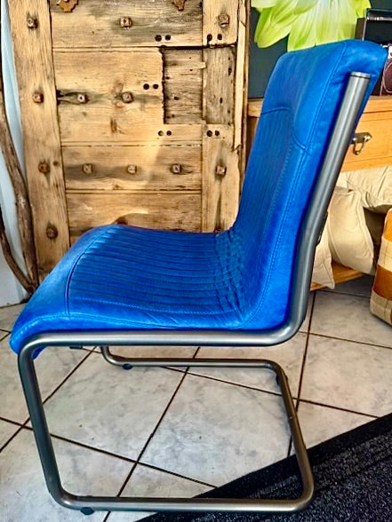 Clearance James Dining Chair in Blue Leather