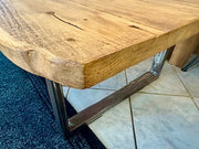 Clearance Waxed Industrial Living Edge Coffee Table