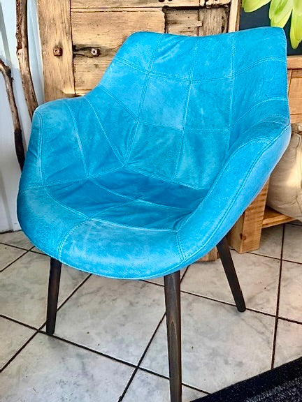 Clearance Lewis Dining Chair in Turquoise Leather