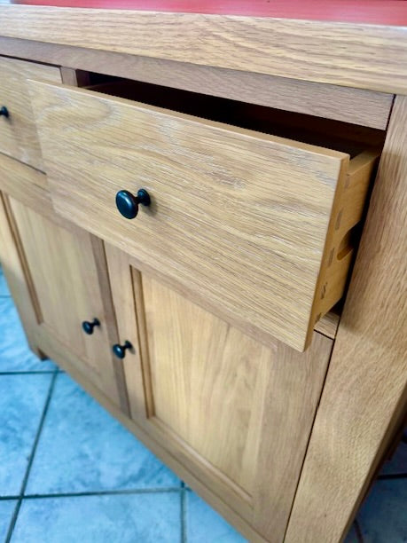 Clearance 2 Over 2 Oak Storage Sideboard