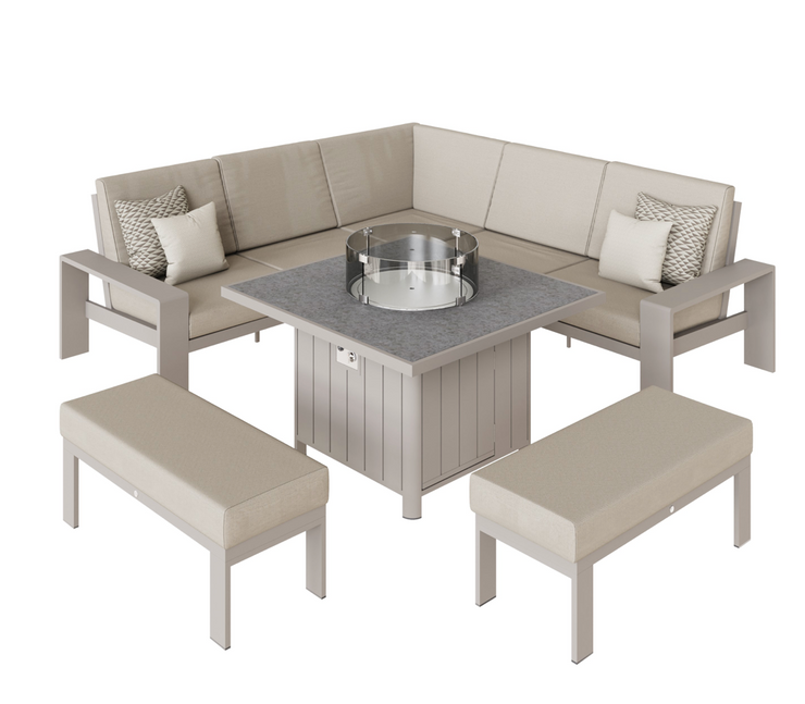 Venus Corner Sofa Dining Set with Gas Firepit