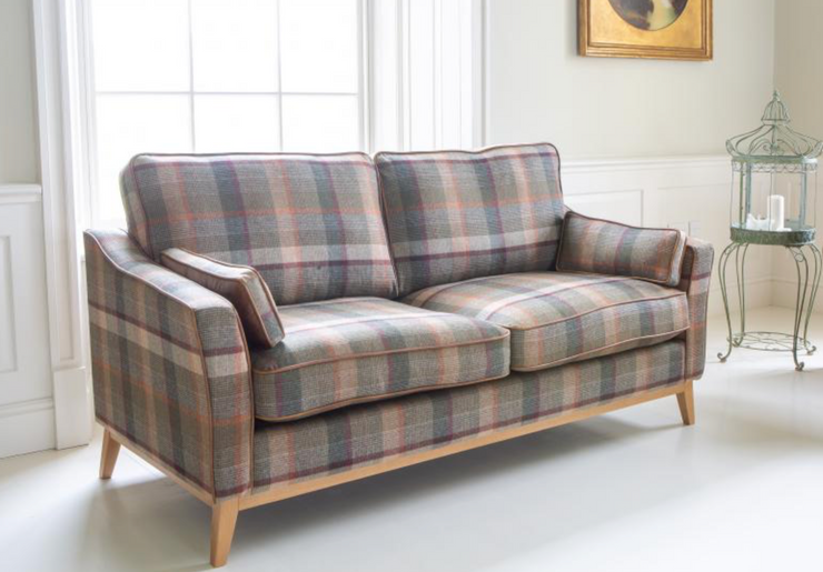 Whitwell Sofa in Malham Green and Tan Leather