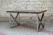 The Wooden Glass Dining Table with Metal Legs