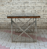 The Wooden Glass Dining Table with Metal Legs