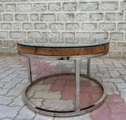 The Wooden Glass Round Coffee Table