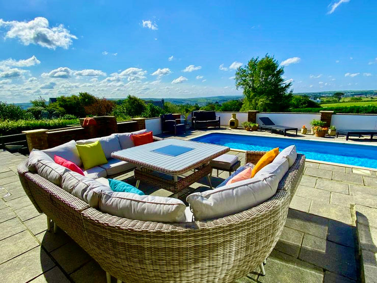 Danielle U-Shape Sofa Set with Fire Pit and Ice Bucket
