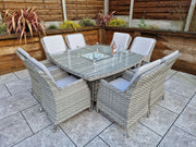 Edwina Dining 8 seater Dining Set with Gas Fire Pit