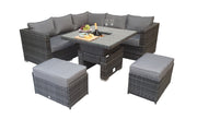 Georgia Sofa Dining Set in Grey with Adjustable Table and Ice Bucket