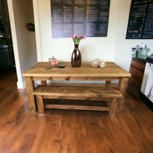 The Artisan Waxed Plank Dining Table With Benches