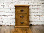 Authentic Dark Waxed 3-Drawer Bedside