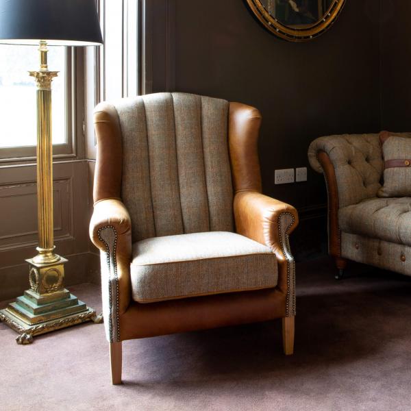 Fluted Wing Chair in Hunting Lodge