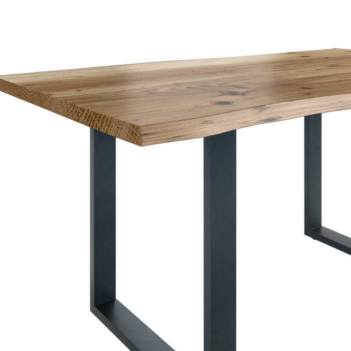 Live Edge 1.6m Dining Table With U Shaped Leg - Natural Finish