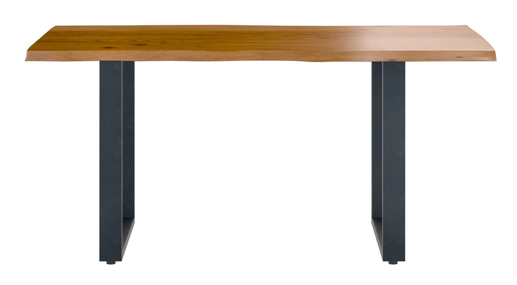 Live Edge 1.6m Dining Table With U Shaped Leg - Russet Finish