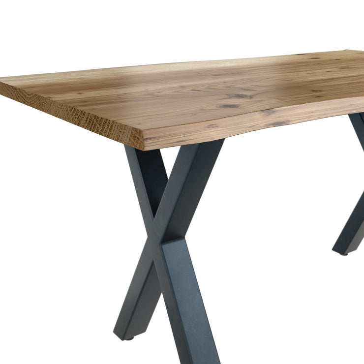 Live Edge 1.6m Dining Table With X Shaped Leg - Natural Finish