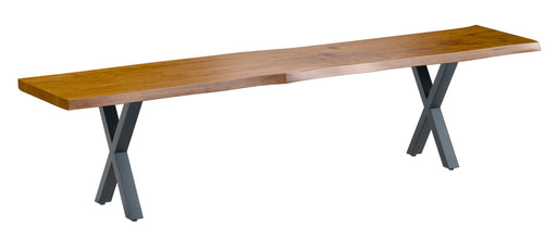 Live Edge 2m Dining Bench With X Shaped Leg - Russet Finish