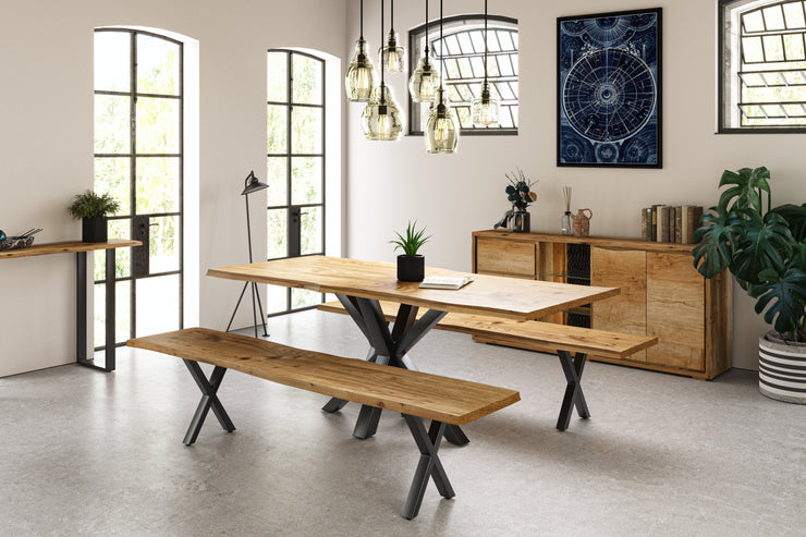 Live Edge 2m Dining Table With Spider Shaped Leg - Natural Finish