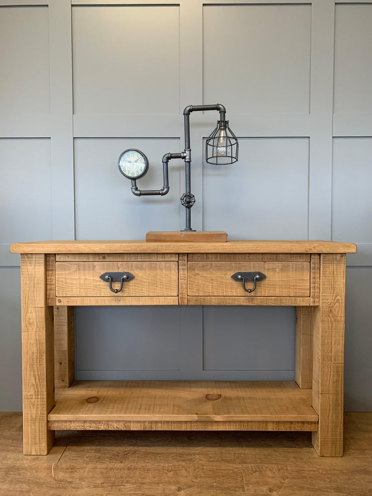 The Authentic Light Waxed Hall Console Table - Large - Kubek Furniture