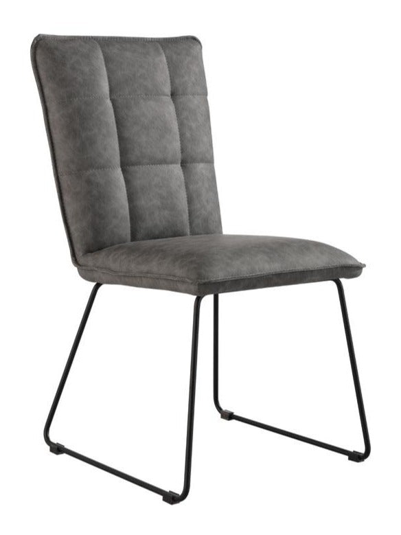 Panel Back Chair with Angled Legs in Grey