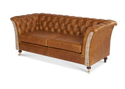 Caesar Chesterfield in Brown Cerrato with Multi-Spot Natural - Kubek Furniture