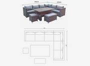 Catalina Corner Sofa Dining Set with Adjustable Table and Ice Bucket