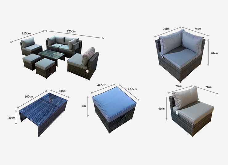 Chelsea Modular Compact Sofa Set in Grey