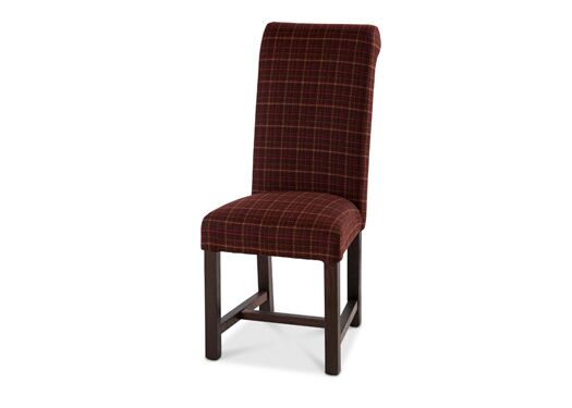 Rollback Dining Chair in Portobello Check Brown Pink with Dark Leg - Kubek Furniture