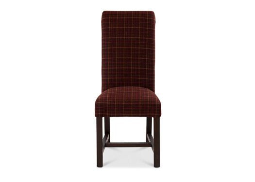 Rollback Dining Chair in Portobello Check Brown Pink with Dark Leg - Kubek Furniture
