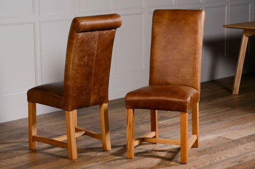 Rollback Dining Chair in Brown Cerrato with Lacquered Legs - Kubek Furniture