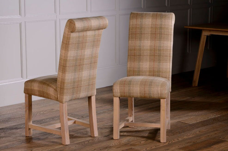 Rollback Dining Chair in Huntingtower Sand with Java Leg - Kubek Furniture