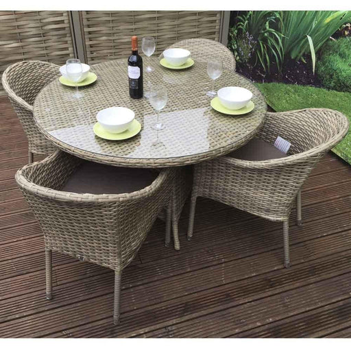 Darcey Round Table Dining Set With Stacking Chairs - Kubek Furniture