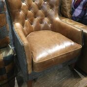 Stanford Armchair in Brown Cerrato and Moreland Harris Tweed - Kubek Furniture