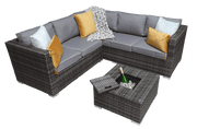 Georgia Corner Group Sofa Set With Ice Bucket In Grey - Kubek Furniture
