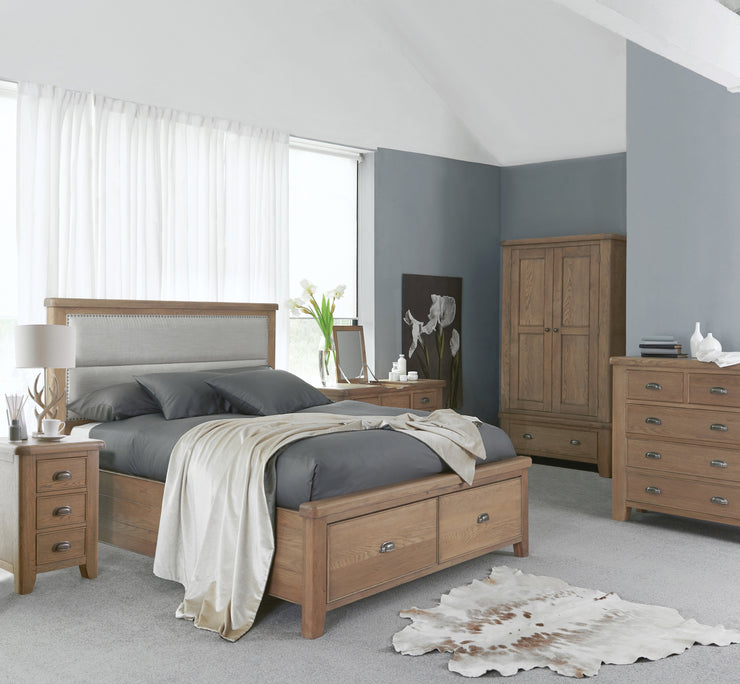 Hatton Bed with Fabric Headboard and Drawer Footboard Set