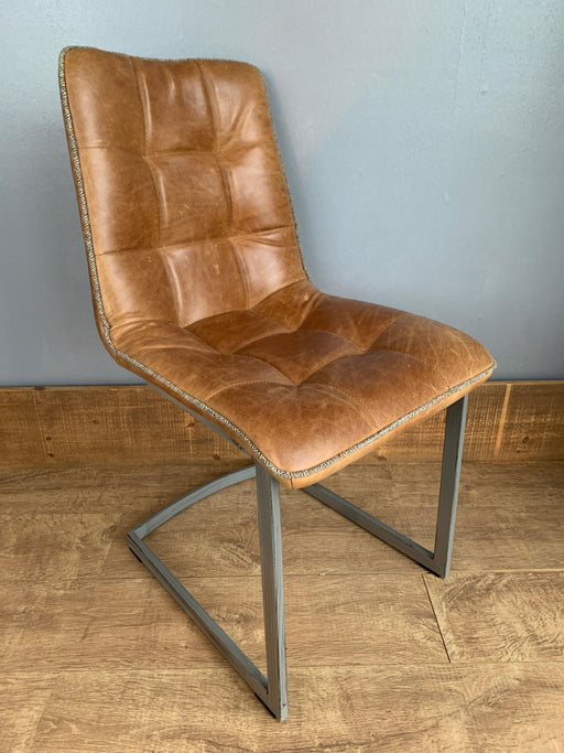 Dolomite Dining Chair in Brown Cerrato and Traditional Camel Piping - Kubek Furniture