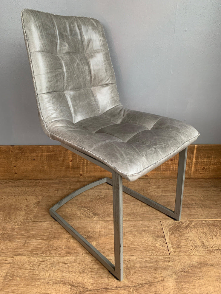 Dolomite Dining Chair in Grey Cerrato with Vintage Flint Piping - Kubek Furniture