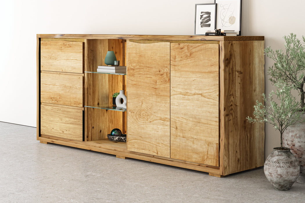Live Edge Large Sideboard With LED Light - Natural Finish