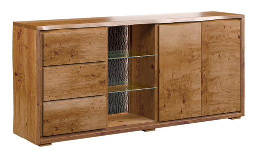 Live Edge Large Sideboard With LED Light - Russet Finish