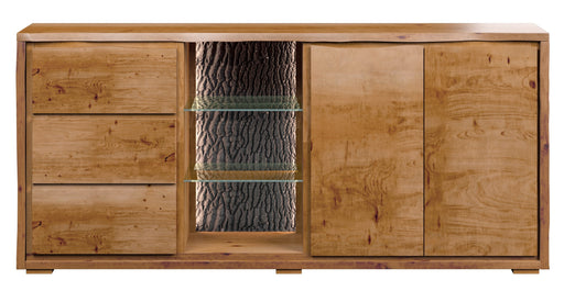 Live Edge Large Sideboard With LED Light - Russet Finish