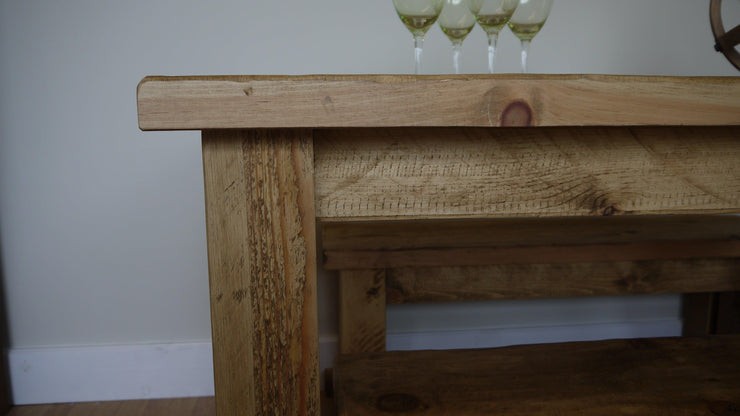 The Artisan Waxed Plank Dining Table with Benches