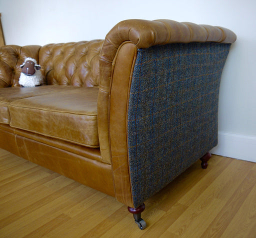 Caesar 2-Seater Sofa in Brown Cerrato and Uist Night - Kubek Furniture