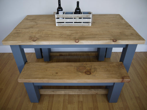 The Artisan Military Grey Painted Plank Dining Table With Benches - Kubek Furniture
