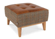 Portland Footstool in Gamekeeper Thorn and Brown Cerrato - Kubek Furniture