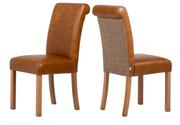 Junior Rollback Dining Chair in Brown Cerrato and Gamekeeper Thorn - Kubek Furniture