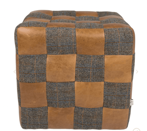 Brown Cerrato and Uist Night Patchwork Cube Footstool - Kubek Furniture