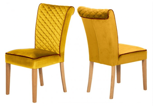 Trafford Dining Chair in Opulence Saffron with Bartollo Piping - Kubek Furniture