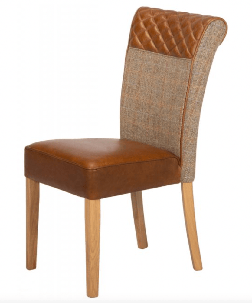 Stamford Dining Chair in Gamekeeper Thorn and Brown Cerrato - Kubek Furniture