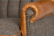 Fluted Wing Chair In Gamekeeper Thorn/Uist Night And Brown Cerrato - Kubek Furniture